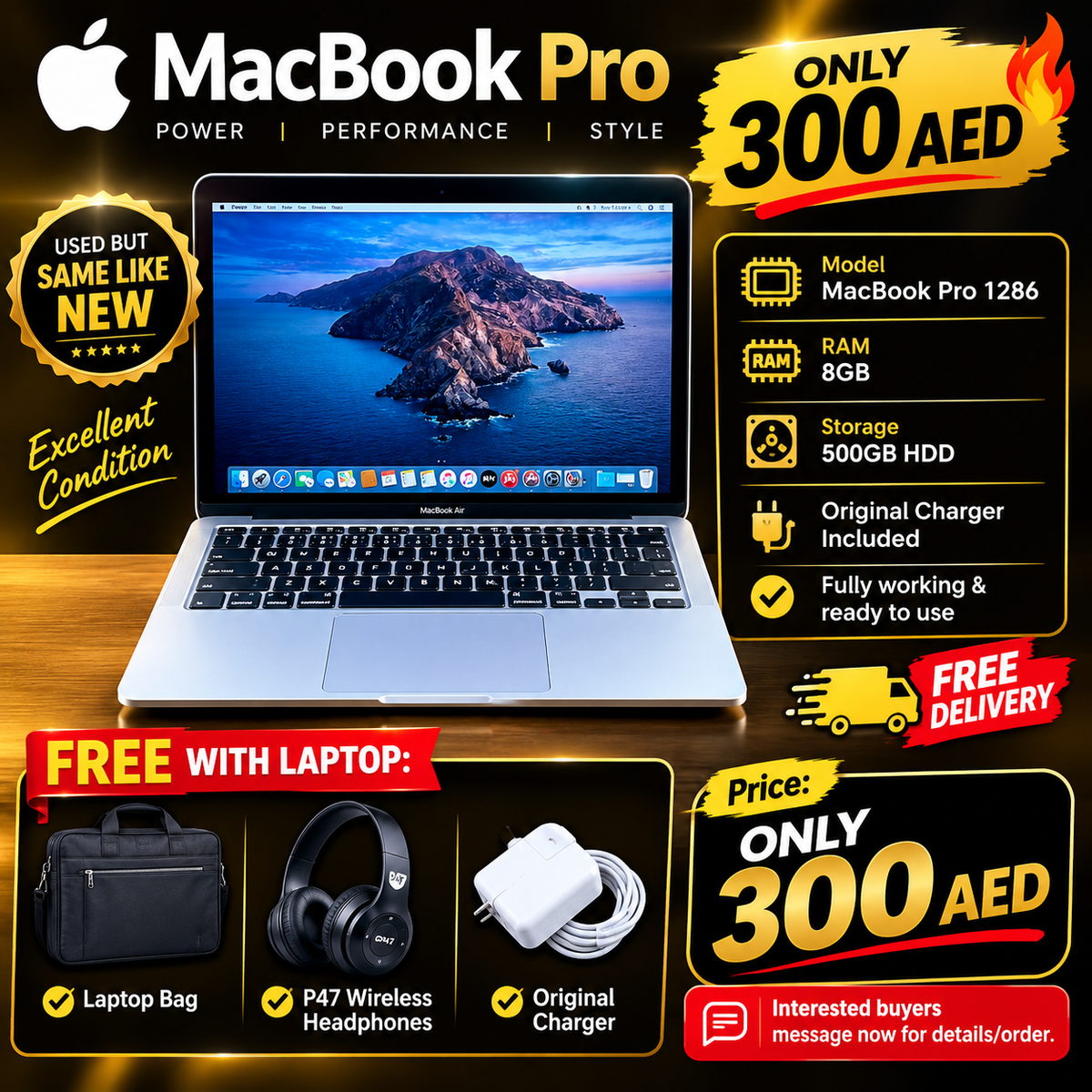 MacBook Pro 1286 🔹 RAM: 8GB 🔹 Storage: 500GB HDD