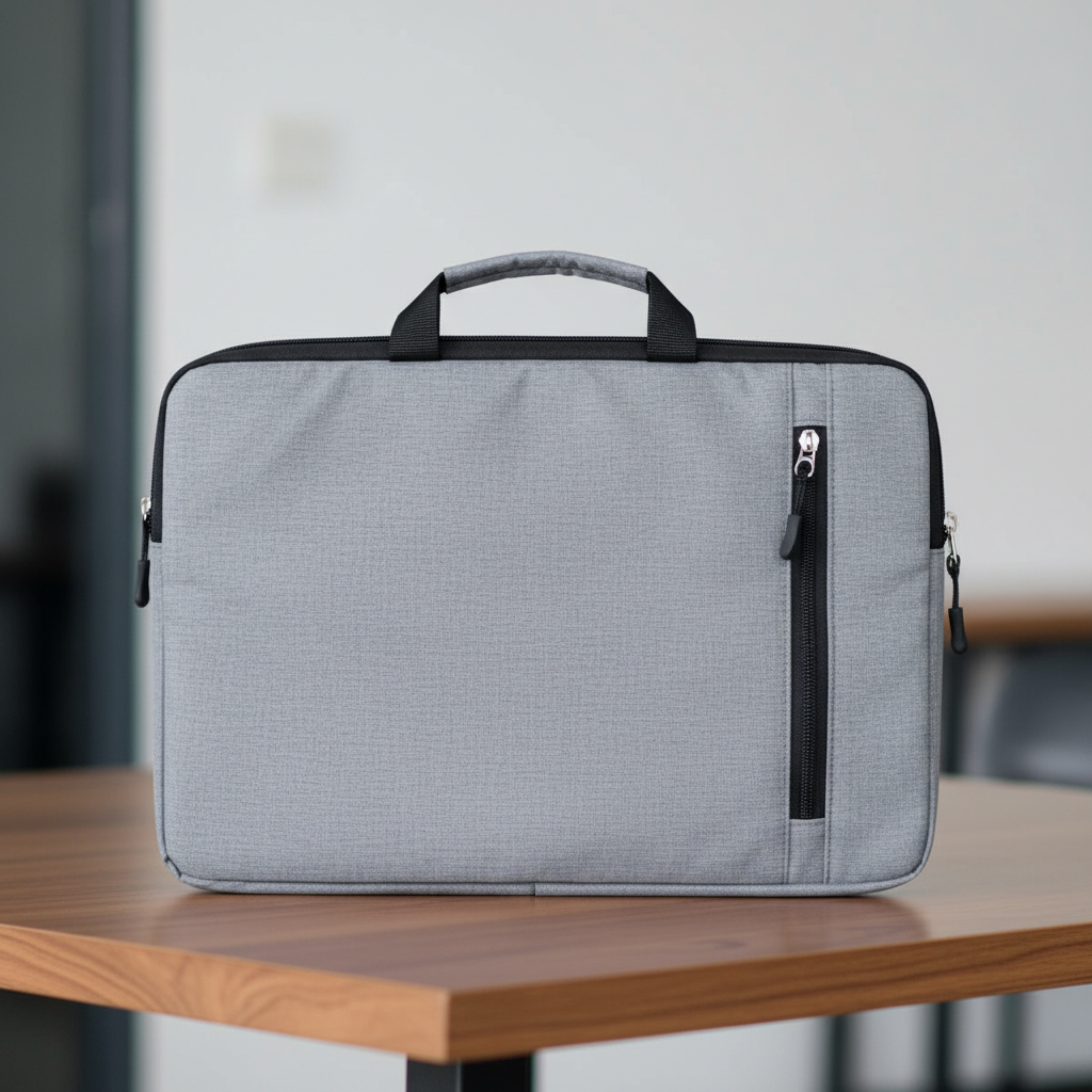 Light Grey Laptop Bag with Shoulder Strap